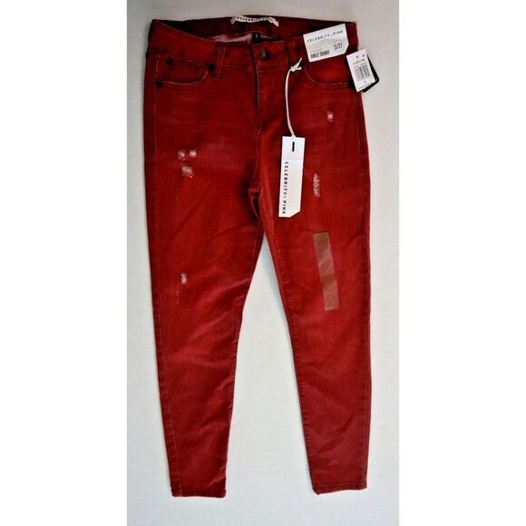 Celebrity Pink Womens Sz 5/27 Sunday Wine Distressed Mid-Rise Ankle Skinny Jeans - Picture 1 of 11